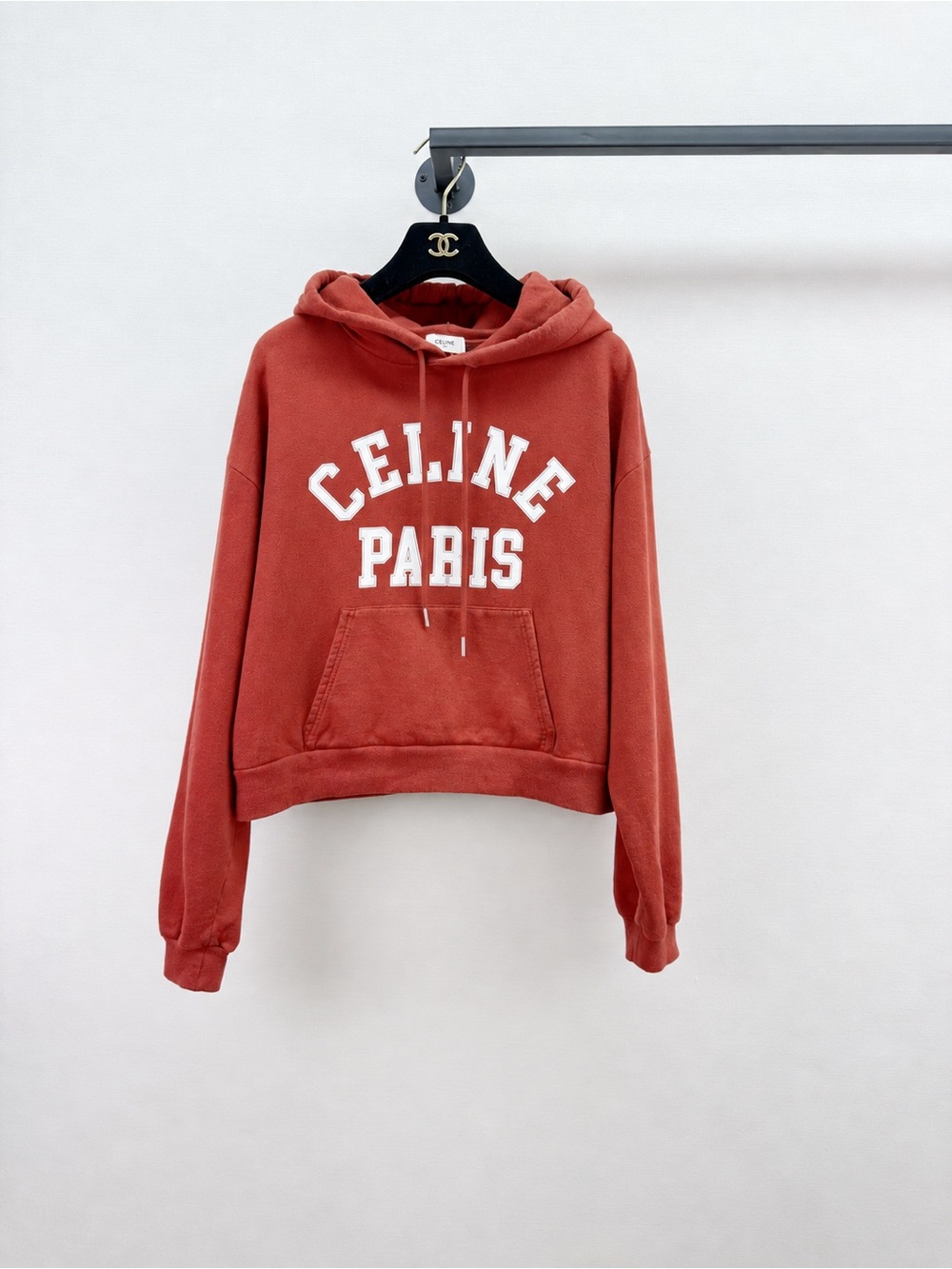 Celine Rust Red Logo Hoodie